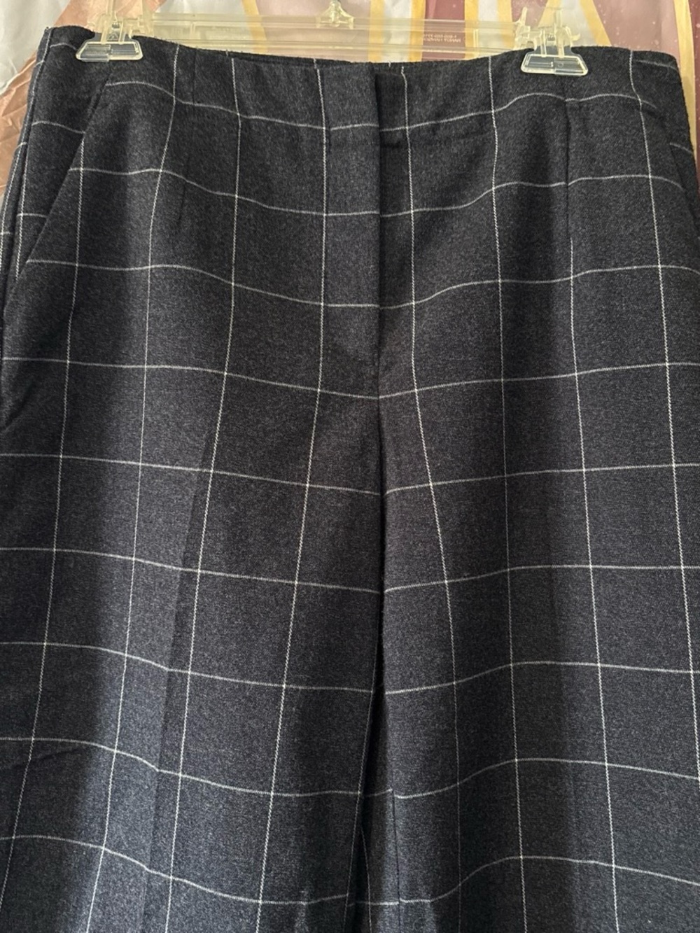 Rachel Zoe Charcoal Windowpane Flat Front Dress pants for wearing to work&dinner